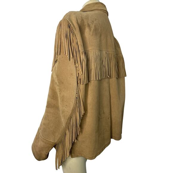 Vintage Mid Western sport tog brown leather fringed shirt made in USA size XL - Picture 3 of 17